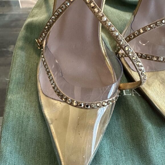 Andrea Wazen Gold Strappy Women's Shoes - Picture 3 of 10